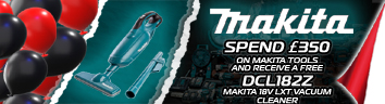 Makita Tier 3 - Spend £350 FREE 18v LXT Vacuum 