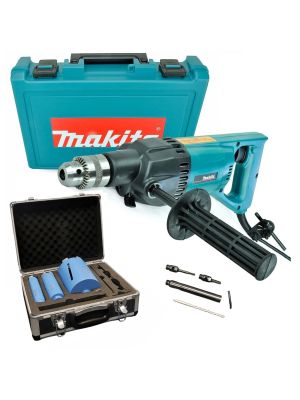Makita 8406 Diamond Core Drill Rotary Percussion 110V + Plumbing 8 PC Core Set 