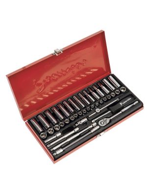 Sealey AK690 Socket Set 41pc 1/4inch Sq Drive 6pt WallDrive DuoMetric