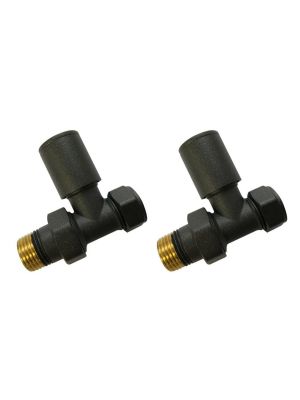 Pair Modern Anthracite Grey Radiator Towel Rail Valves Straight Valves 15mm