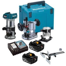 Makita DRT50RTJX2 18v Cordless Brushless Laminate Router Trimmer Plunge Base 5ah Buyaparcel