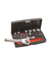 Bahco SL25 Black 1/4" Ratchet Socket Set 25 Piece Metric 1/4in Drive 12 Sockets 