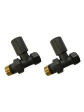 Pair Modern Anthracite Grey Radiator Towel Rail Valves Straight Valves 15mm