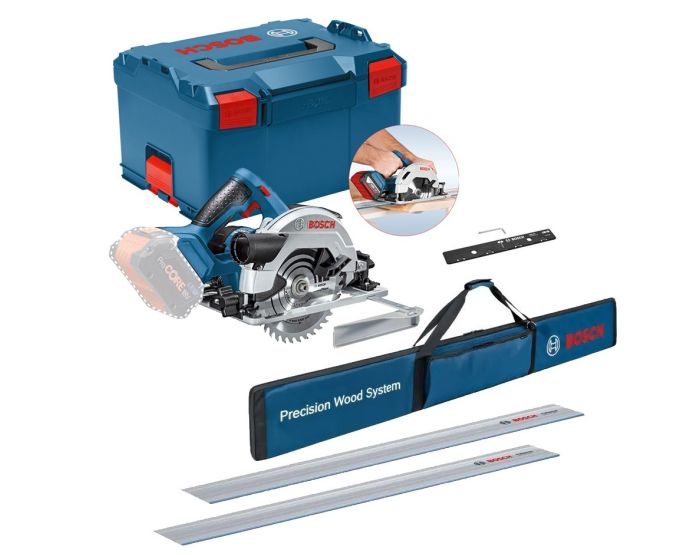 Bosch 18v GKS 18V 57 G 165mm Cordless Circular Saw 2x1400mm Guide Rails Bag Buyaparcel