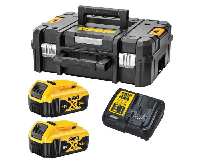 DeWalt 18v XR Cordless Twin Li-ion Battery and Charger Pack 5ah