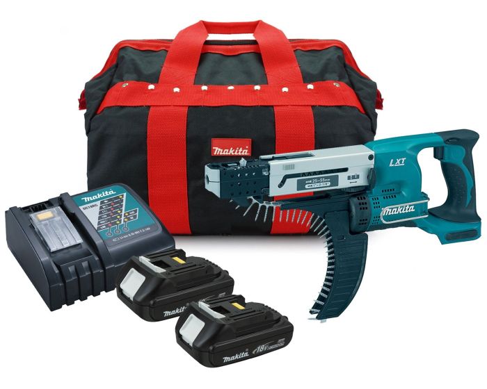 Makita DFR550 18v LXT Li Ion 55mm Autofeed Screwdriver 2x 1.5ah Charger Bag Buyaparcel