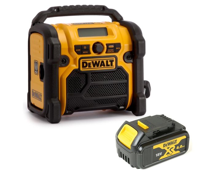 nå kapsel konstant Dewalt DCR020 240v XR Compact DAB Digital Jobsite Radio + 18v 4.0ah Battery  Buyaparcel