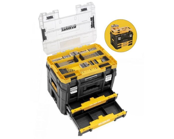 Dewalt DWST1-70702 TStak Combo II + IV Tool Storage Box 2 Drawers + 85  Piece Set Buyaparcel