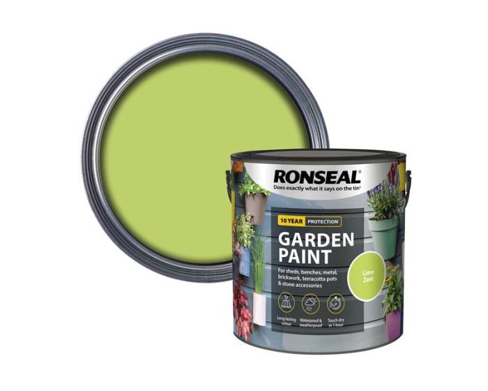 Ronseal 38512 Garden Paint Lime Zest 2.5L Exterior Outdoor Wood Shed
