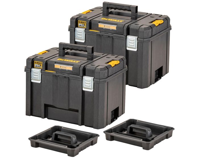 2X Dewalt DWST83346 1 TSTAK 2.0 VI Deep Tool Storage Case Heavy Duty Tote Tray Buyaparcel