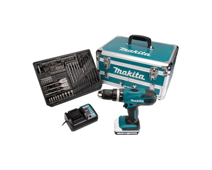 Makita HP457DWX4 18v Combi Hammer Drill 70 Accessories Metal Case Battery Buyaparcel