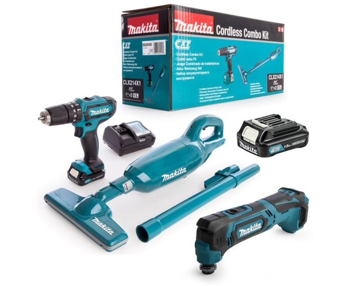 Makita 10.8v CXT Li ion Combo Kit HP331D Drill TM30 Multi Tool CL106FD Vacuum Buyaparcel