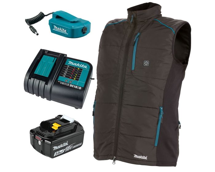 Makita DCV202ZM LXT 18v Cordless Heated Vest Gilet Black Medium Battery Buyaparcel