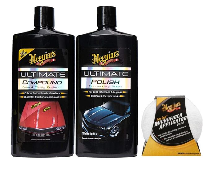 Meguiar's Ultimate Compound & Ultimate Polish Glaze Car Cleaning Care  Bundle Set