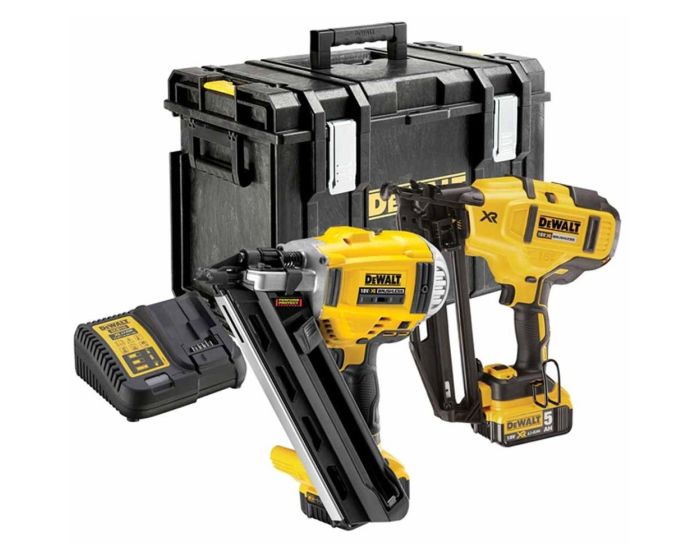 DEWALT 20V MAX XR Lithium-Ion 16-Gauge Cordless Angled Finish Nailer with  (2) 2.0Ah Compact Battery Packs DCN660BW203-2 - The Home Depot