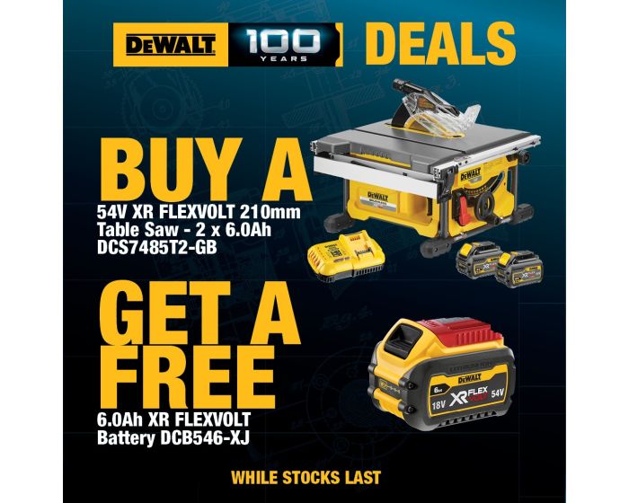 Dewalt DCS7485T2 54v XR FlexVolt Portable Table Saw Cordless 3 x 6.0ah Batteries Buyaparcel