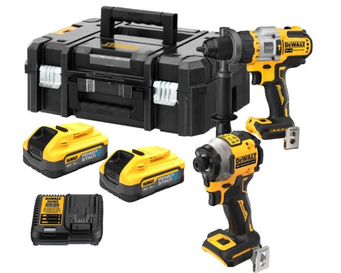 Dewalt DCK2052H2T 18v XR Brushless Powerstack Combi Drill Impact Driver Batt Buyaparcel