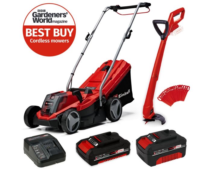 Einhell Cordless 18v Lawnmower 33cm Cut Brushless Grass Trimmer 2x Batteries Buyaparcel