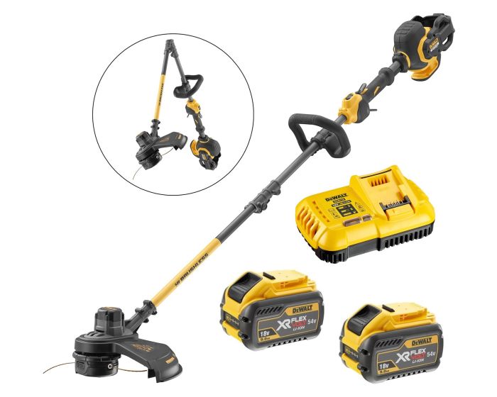 Dewalt DCM5713X2 54v XR Flexvolt Cordless Grass Timmer Cutter Split Shaft 2X 9ah