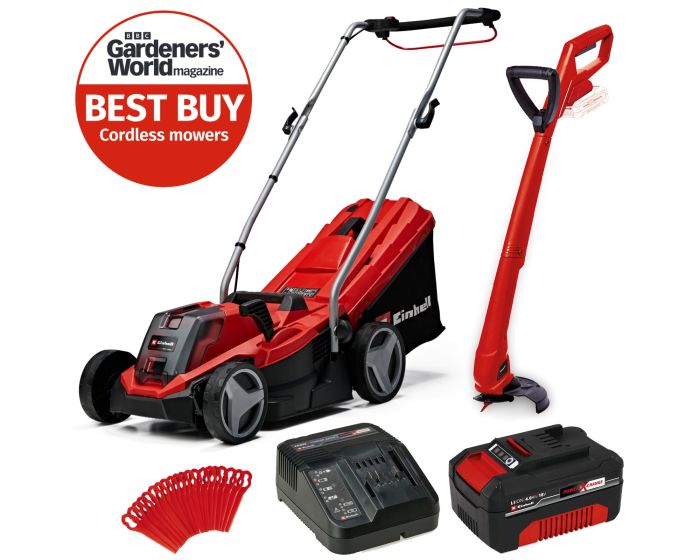 Battery lawn mower and strimmer discount