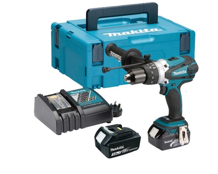 Hvad Udelukke enkelt gang Makita DHP458RFE LXT 18v Combi Hammer Drill - 2 Batts - Replaces BHP458  Buyaparcel