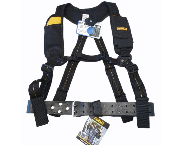 DeWalt Heavy Duty Leather Tool Belt and Adjustable Padded Yoke Work Braces Buyaparcel