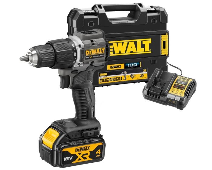 Dewalt DCD100M1T Black 18v XR Brushless Compact Combi Hammer Drill 4AH 100 Year Buyaparcel