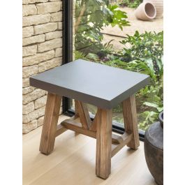 Garden Trading Chilford Wooden Stool Seat Grey Side Table Indoor ...