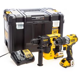 Dewalt DCK2102L2T 12v XR Brushless Twin Kit SDS + Compact Hammer Drill ...