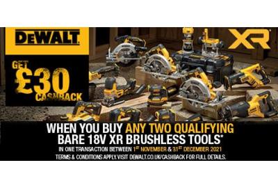 Get £30 Cashback From Dewalt When You Buy Any Two Qualifying Tool