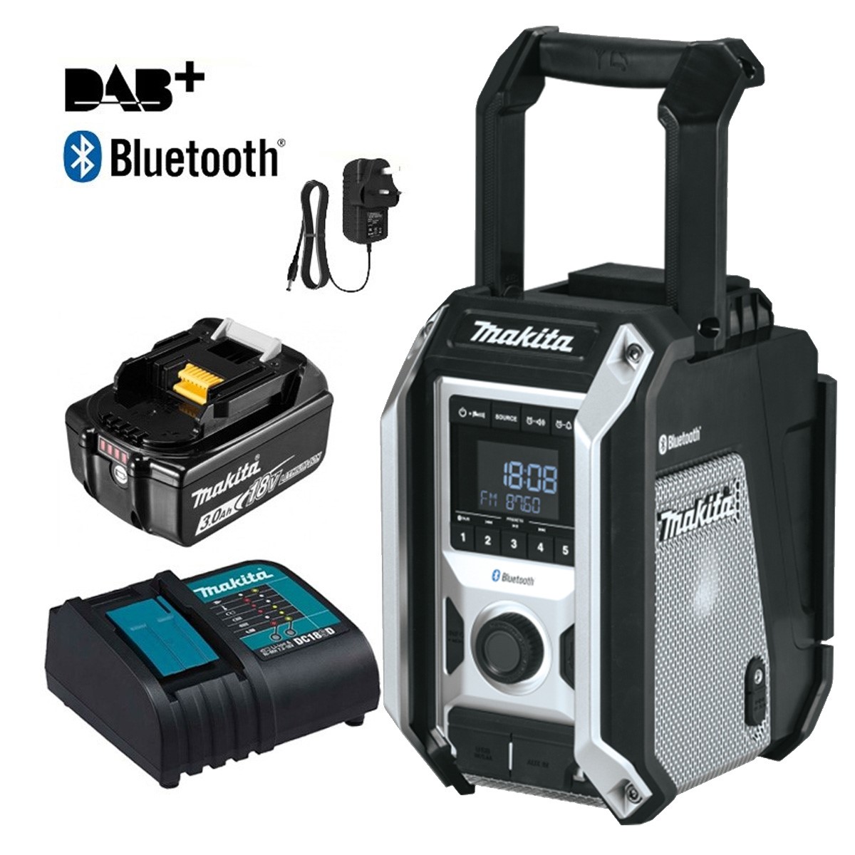 Makita DMR106B Site Radio Black Bluetooth 7.2v 18v 1.3ah G Series USB Charger Makita DMR106B Site Radio Black Bluetooth 7.2v 18v 1.3ah G Series USB Charger