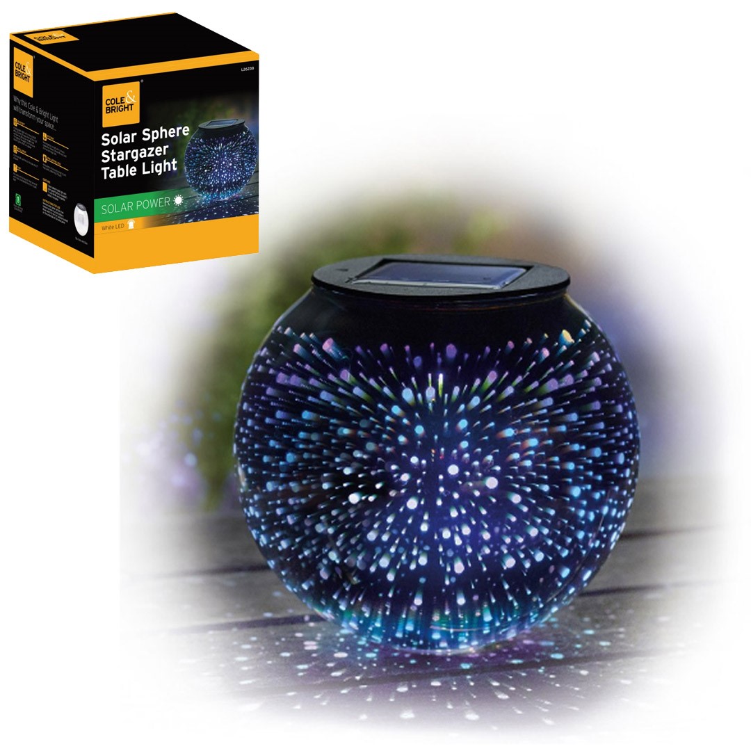 Gardman Solar Sphere Stargazer Table Light Garden Patio Mood Lighting Holographic 3D 