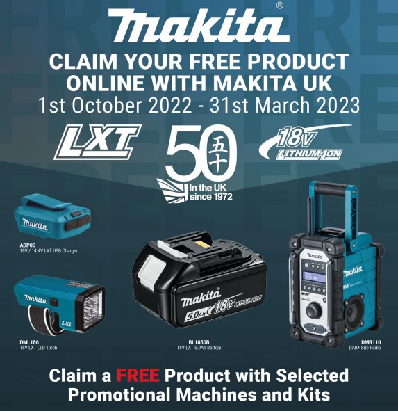Makita 50th Anniversary Redemption Offers