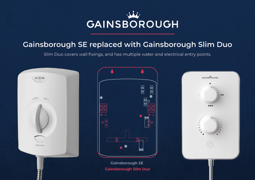 Gainsborough SE Electric Shower Replace with SLIM DUO